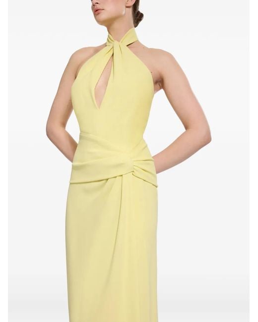 Elie Saab Yellow Halterneck Twisted-Waist Maxi Dress
