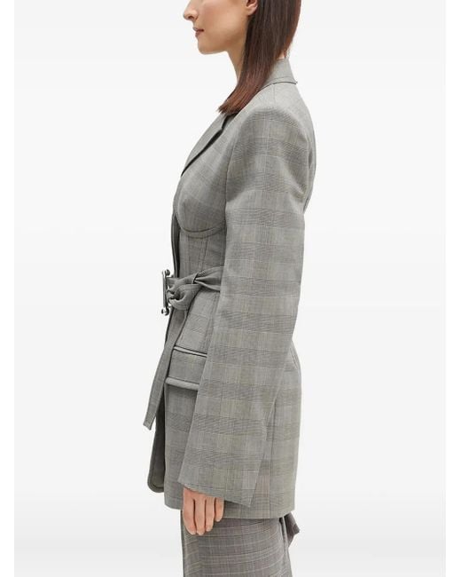 Sportmax Gray Belted Check Jacket