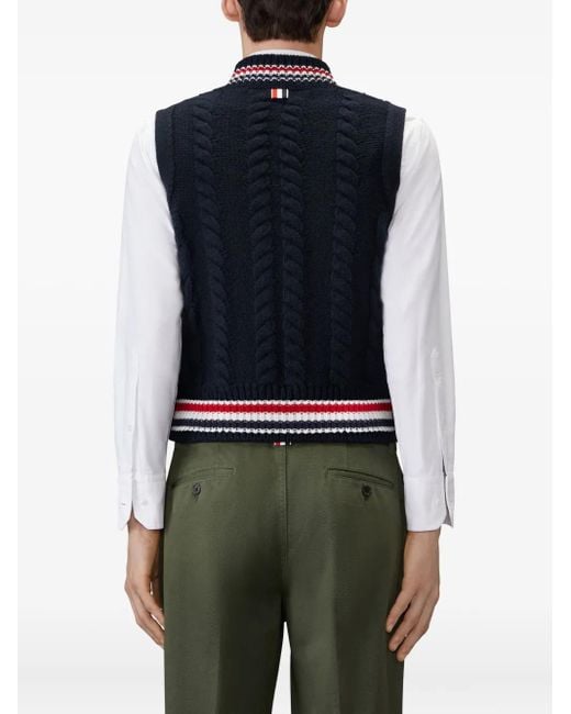 Thom Browne Kabelgebreide Spencer in het Blue voor heren