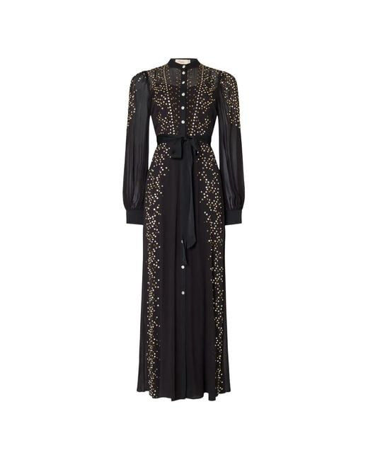 Temperley London Black Oberon Crystal-Embellished Maxi Dress