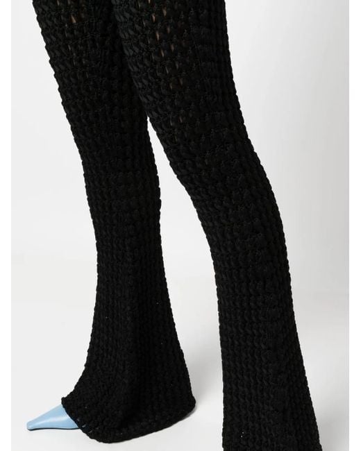 Moschino Black Crochet-Knit Flared Trousers