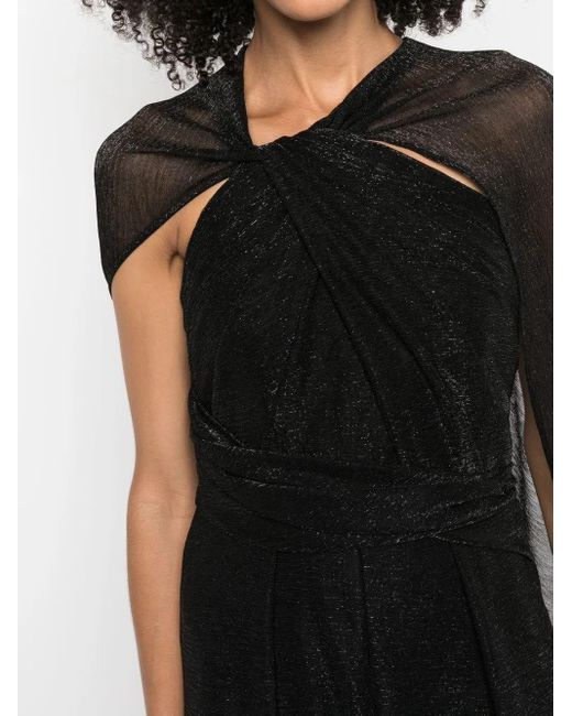 Talbot Runhof Black Cape Wide-Leg Jumpsuit