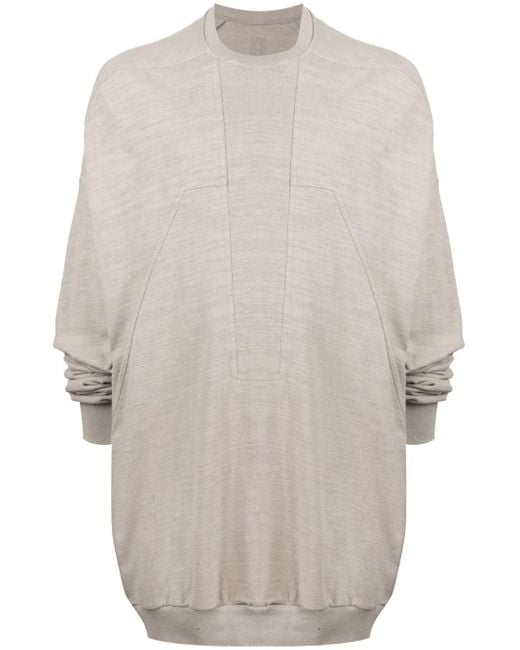 Rick Owens White Slub Panelled Sweatshirt for men