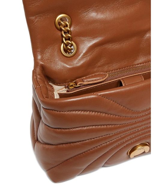 Pinko Brown Love Bag Puff Butterfly Mini Nappa Leather Crossbody Bag