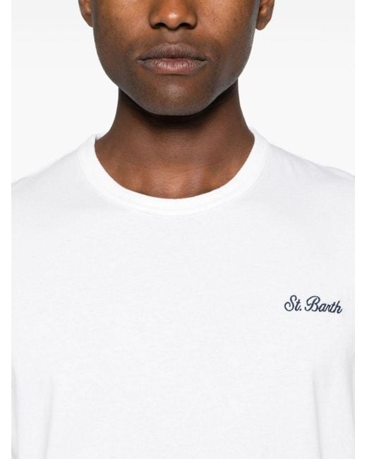 T-shirt con ricamo di Mc2 Saint Barth in White da Uomo