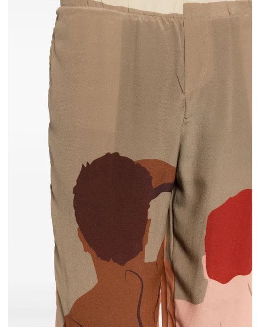 Pantaloni Dritti Con Stampa Grafica di Amir Slama in Brown da Uomo