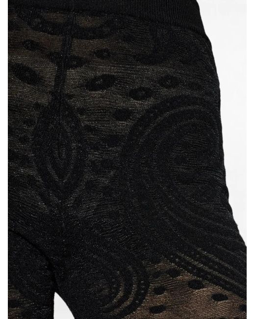 Etro Black Paisley-Pattern Flared Trousers