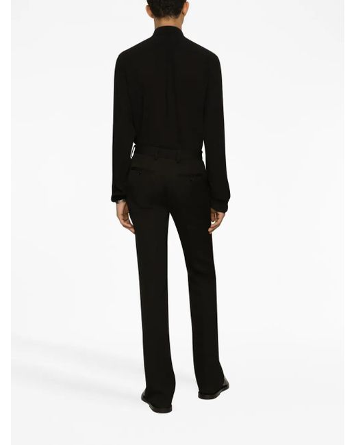 Dolce & Gabbana Black Straight-Point Collar Shirt for men