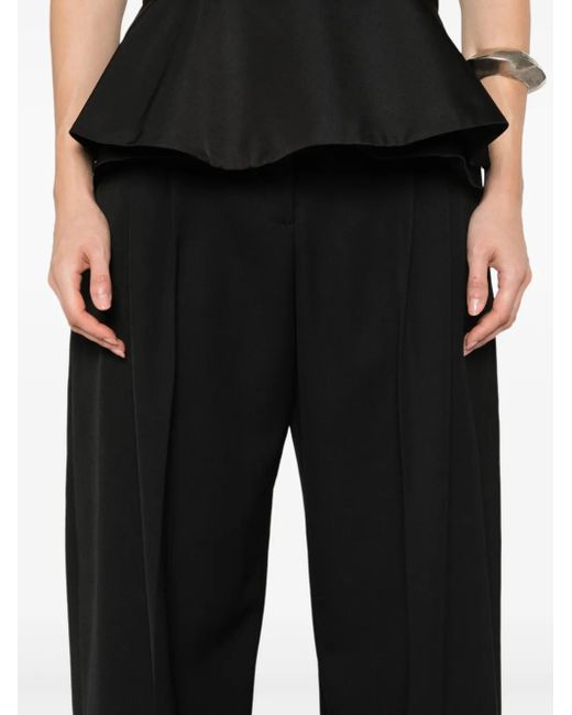 McQueen Black Cotton Tapered Trousers