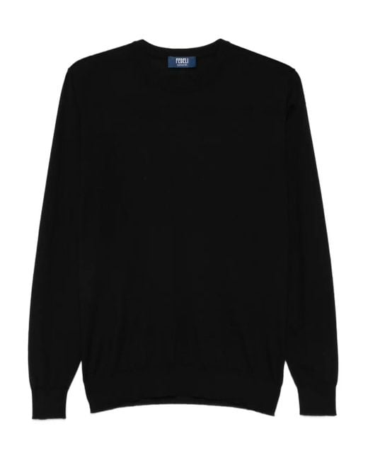 Fedeli Black Crew-Neck Long-Sleeve Top for men