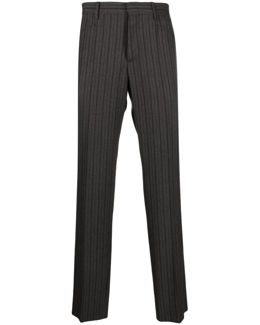 Moschino Gray Stripe-Pattern Tailored Trousers for men