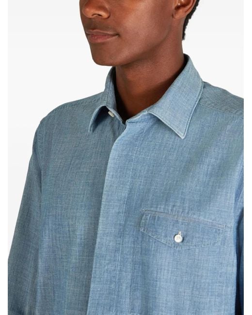 Slowear Blue Chest-Pocket Shirt for men