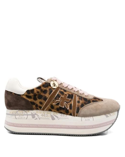 Premiata レオパード ローカットスニーカー Brown