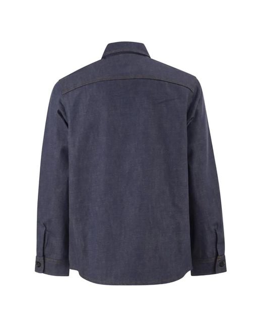 A.P.C. Blue Contrast-Stitched Denim Jacket for men