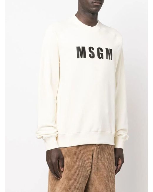 MSGM White Logo-Print Sweatshirt for men