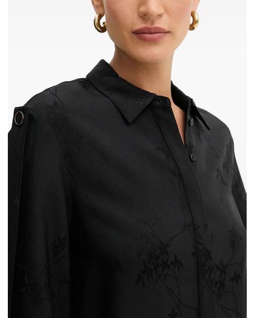 MARCIANO BY GUESS Black Buttoned Floral Blouse