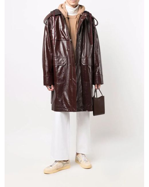 Ambush Brown Zipped-Up Leather Coat for men