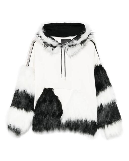 Loulou Black Faux Fur-Detailing Hoodie