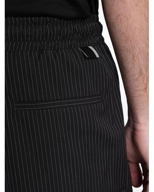 State of Order Black Pinstripe-Pattern Drawstring Shorts for men