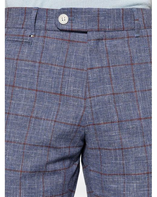 Boss Blue Checked Tailored Trousers for men