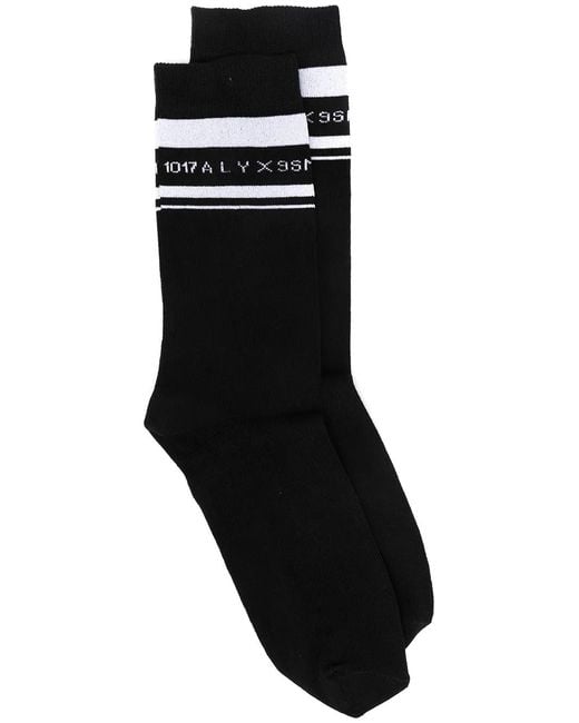 1017 ALYX 9SM Black Logo Intarsia Mid-Calf Socks for men