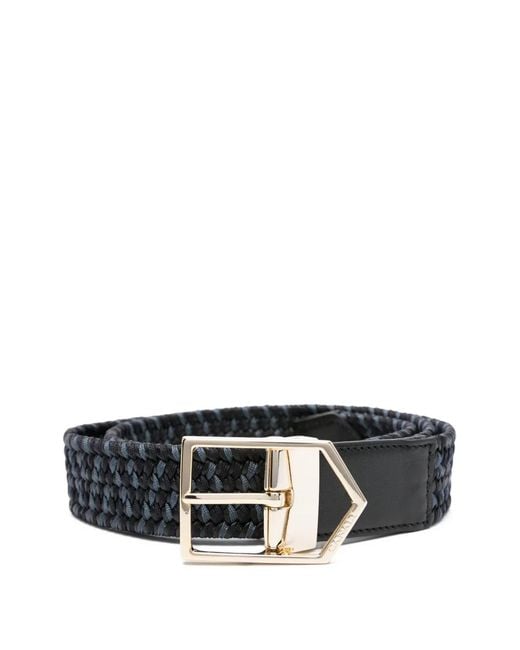 Canali Black Braided-Pattern Belt for men