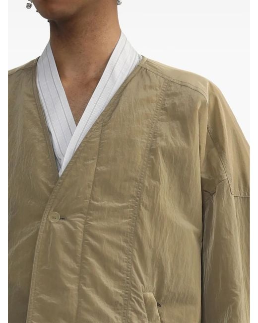 Hed Mayner Green Drop-Shoulder Bomber Jacket for men