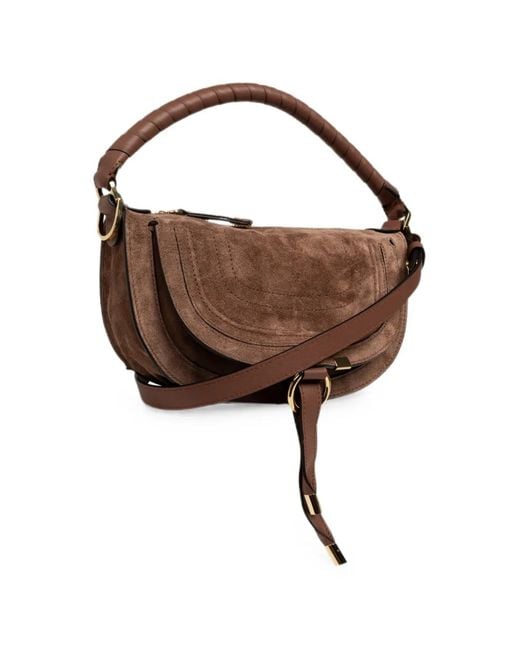 Chloé Brown Mini Marcie Suede Tote Bag