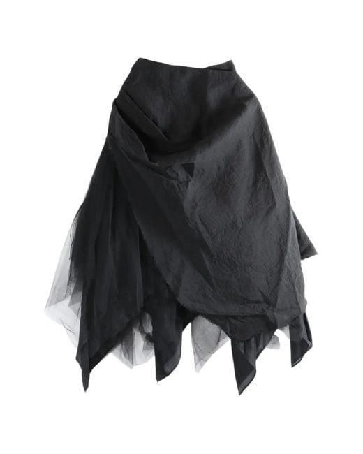 Marc Le Bihan Black Asymmetric Layered Mid Skirt