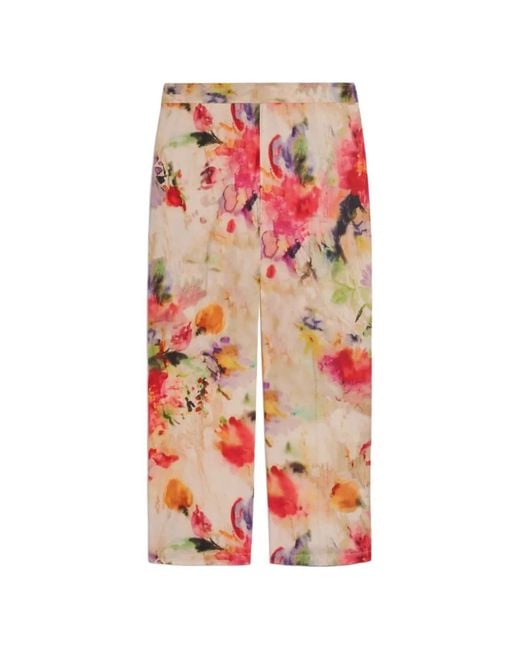 Momoní White Vejo Floral-Print Trousers