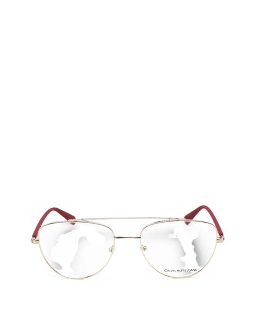 Calvin Klein Natural Pilot-Frame Glasses