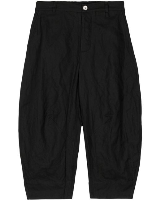 Toogood Black The Tinner Cropped Cotton Trousers for men