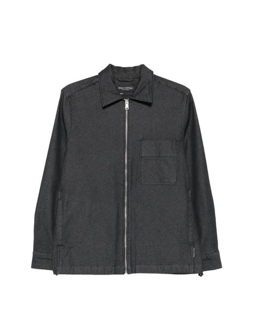 Marc O' Polo Black Patch-Pocket Shirt Jacket for men