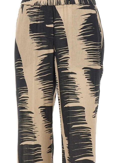 Kaos Natural Brushstroke Print Straight Trousers