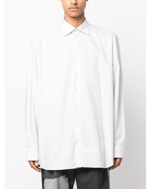Raf Simons White Slogan-Print Button-Up Shirt for men