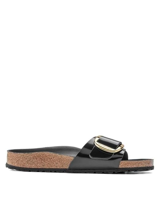 Birkenstock White Madrid Big Buckle Slides