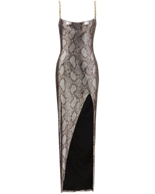 Balmain Metallic Snake Print Maxi Dress
