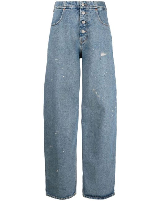 MM6 by Maison Martin Margiela Blue Wide-leg Denim Cotton Jeans