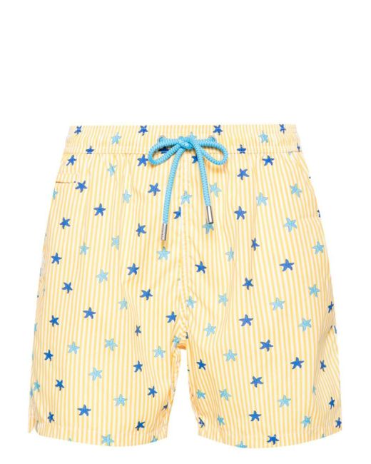 Mc2 Saint Barth Yellow Comfort Light Starfish Stripes-print Swim Shorts for men