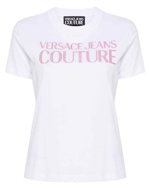 Versace T-shirt Met Geborduurd Logo in het White