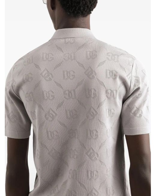 Dolce & Gabbana White Monogram-Pattern Shirt for men