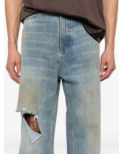 Vetements Blue Distressed-Effect Five-Pockets Jeans