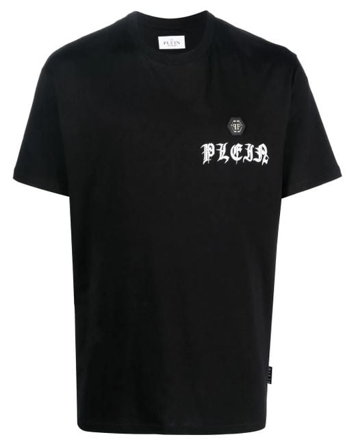 Philipp Plein Black Chest Logo-Print Detail T-Shirt for men