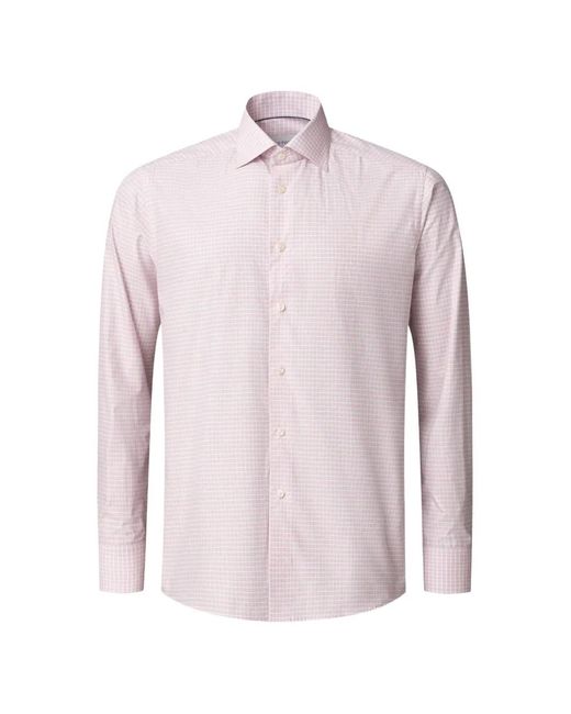 Eton of Sweden Pink Check-Pattern Twill Shirt for men