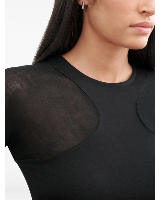 MARCELLA Black Yada Sheer-Panel Top