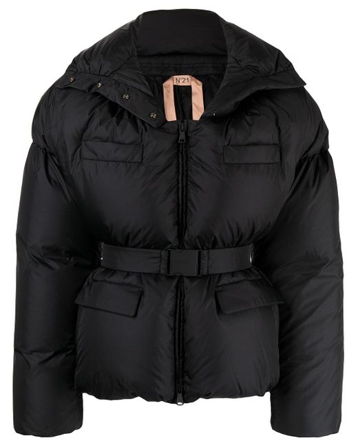 N°21 Black Oversized Belted Puffer Jacket