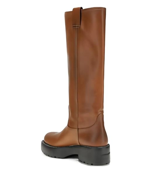 Miu Miu Brown Block-Heel Knee-High Boots