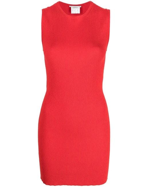 Stella McCartney Red Rib-Knit Tunic Dress