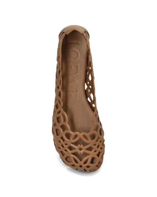 Loewe White Petal Anagram Leather Ballet Flats