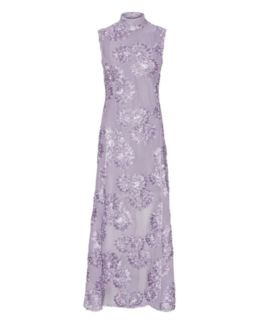 ROTATE BIRGER CHRISTENSEN フローラルメッシュ マキシドレス Purple